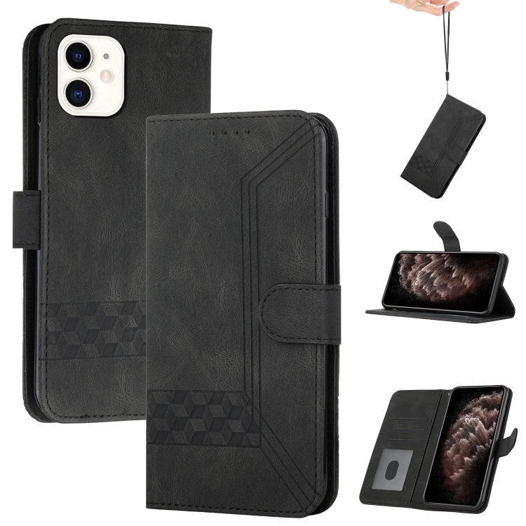 Cubic Skin Feel Flip Leather Phone Case, For iPhone 12 mini, For iPhone 12 / 12 Pro, For iPhone 12 Pro Max, For iPhone 11 For iPhone 12 mini Black