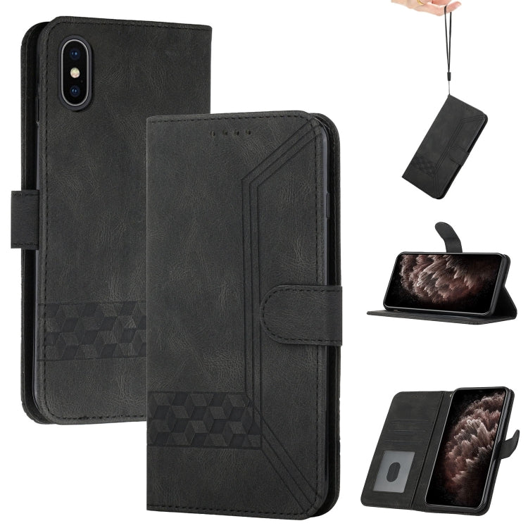 Cubic Skin Feel Flip Leather Phone Case, For iPhone XS Max, For iPhone SE 2022 / SE 2020 / 7 / 8, For iPhone 7 Plus / 8 Plus For iPhone XS Max Black