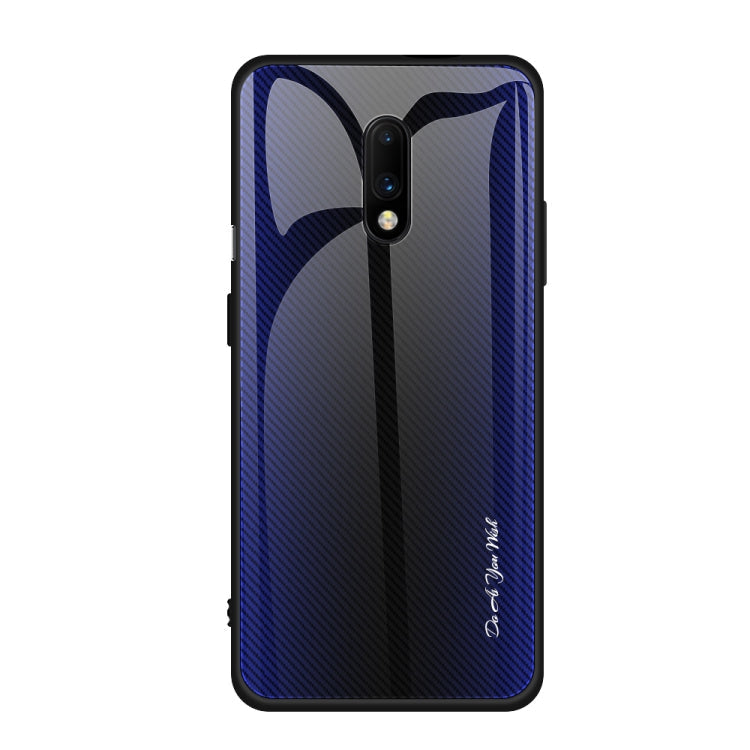 Texture Gradient Glass Protective Case – Durable Build, Easy to Use, For Honor 9X, For OnePlus 7, For Huawei Mate 30 Pro, For Huawei P30 Pro For OnePlus 7 Dark Blue