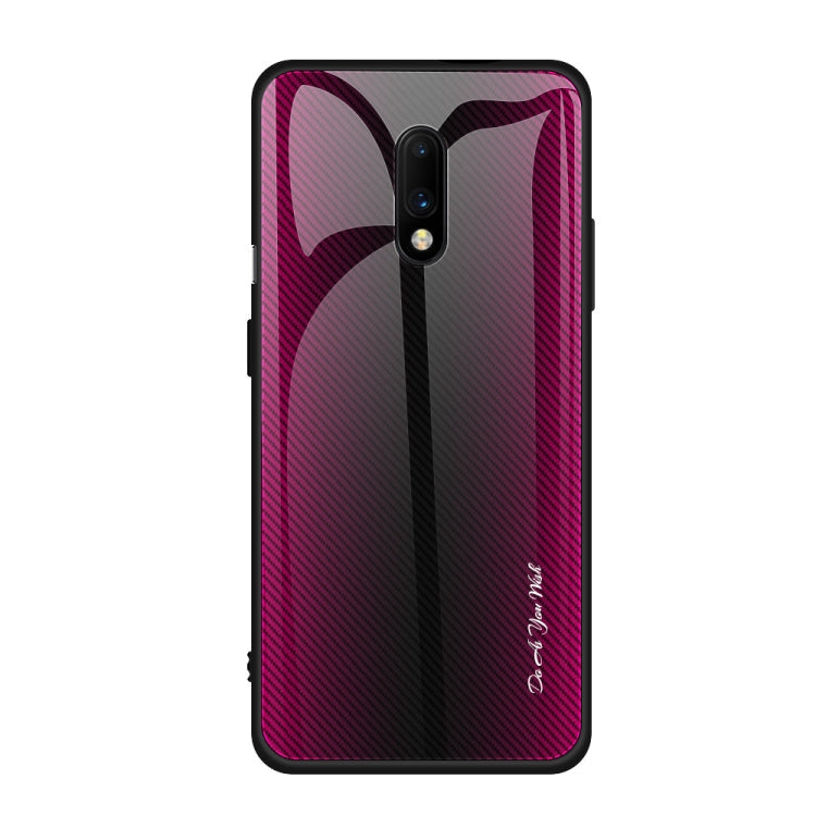 Texture Gradient Glass Protective Case – Durable Build, Easy to Use, For Honor 9X, For OnePlus 7, For Huawei Mate 30 Pro, For Huawei P30 Pro For OnePlus 7 Rose Red