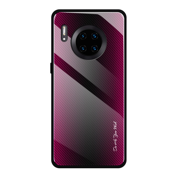 Texture Gradient Glass Protective Case – Durable Build, Easy to Use, For Honor 9X, For OnePlus 7, For Huawei Mate 30 Pro, For Huawei P30 Pro For Huawei Mate 30 Pro Rose Red