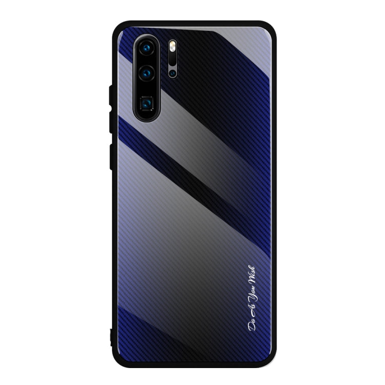 Texture Gradient Glass Protective Case – Durable Build, Easy to Use, For Honor 9X, For OnePlus 7, For Huawei Mate 30 Pro, For Huawei P30 Pro For Huawei P30 Pro Dark Blue
