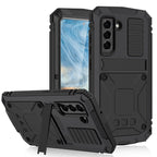 R-JUST Rugged Phone Case with Holder, For Samsung Galaxy S21 FE For Samsung Galaxy S21 FE Black