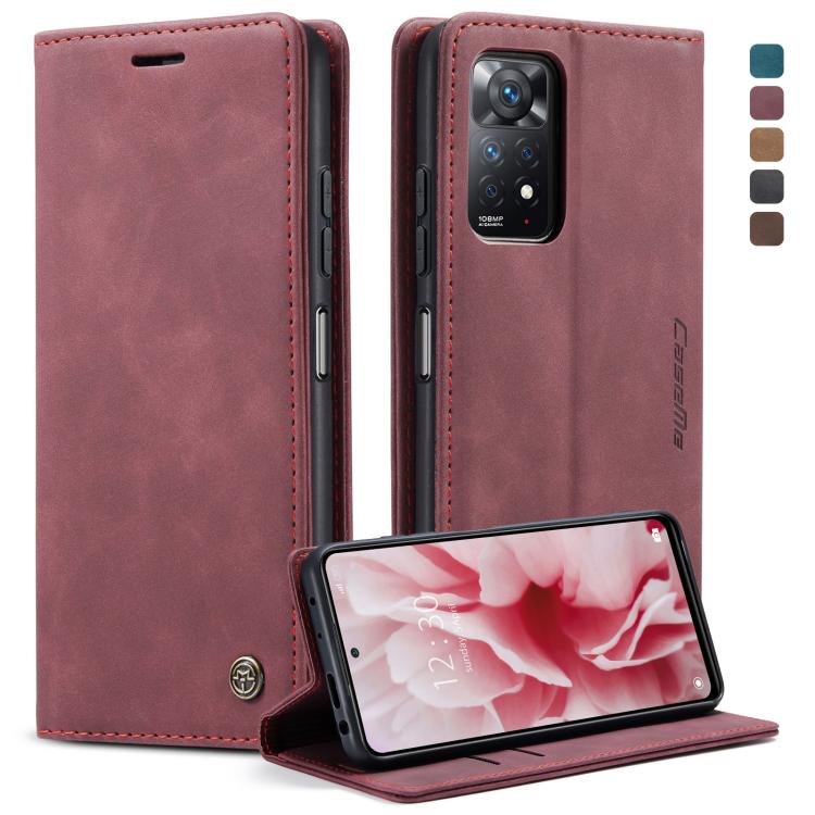 CaseMe 013 Multifunctional Horizontal Flip Leather Phone Case – Card Slot, Flip, Leather, For Samsung Galaxy S22+, For Xiaomi Redmi Note 11 Pro Global/Redmi Note 11 Pro 5G Global For Xiaomi Redmi Note 11 Pro Global Redmi Note 11 Pro 5G Global Wine Red