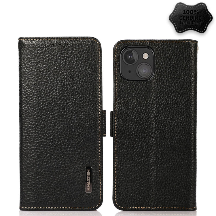 KHAZNEH Side-Magnetic Litchi Genuine Leather RFID Case – Magnetic, Leather, TPU, For iPhone 13 mini, For iPhone 13, For iPhone 13 Pro, For iPhone 13 Pro Max, For iPhone 12 mini, For iPhone 12 / 12 Pro For iPhone 13 mini Black