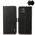 KHAZNEH Side-Magnetic Litchi Genuine Leather RFID Case – Magnetic, Leather, TPU, For iPhone 13 mini, For iPhone 13, For iPhone 13 Pro, For iPhone 13 Pro Max, For iPhone 12 mini, For iPhone 12 / 12 Pro For iPhone 13 mini Black