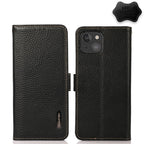 KHAZNEH Side-Magnetic Litchi Genuine Leather RFID Case – Magnetic, Leather, TPU, For iPhone 13 mini, For iPhone 13, For iPhone 13 Pro, For iPhone 13 Pro Max, For iPhone 12 mini, For iPhone 12 / 12 Pro For iPhone 13 mini Black