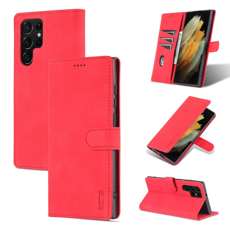 AZNS Skin Feel Calf Texture Horizontal Flip Leather Phone Case – Card Slot, Flip, Leather, For vivo Y71t / V21e 5G, For Samsung Galaxy A13 5G, For Samsung Galaxy S22 Ultra 5G For Samsung Galaxy S22 Ultra 5G Red