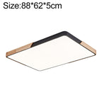 Wood Macaron LED Rectangle Ceiling Lamp, White Light, 88x62cm, 110x70cm 88x62cm Black