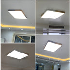 Wood Macaron LED Rectangle Ceiling Lamp, White Light, 88x62cm, 110x70cm