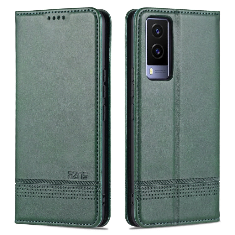 AZNS Magnetic Calf Texture Horizontal Flip Leather Phone Case – Magnetic, Flip, Leather, For vivo Y71t / V21e 5G, For Samsung Galaxy M52 5G For vivo Y71t V21e 5G Dark Green