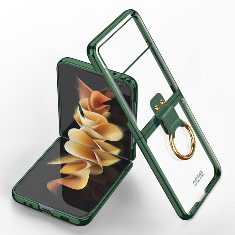 GKK Phantom Electroplating Phone Case with Ring, For Samsung Galaxy Z Flip3 5G For Samsung Galaxy Z Flip3 5G Dark Green