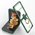GKK Phantom Electroplating Phone Case with Ring, For Samsung Galaxy Z Flip3 5G For Samsung Galaxy Z Flip3 5G Dark Green