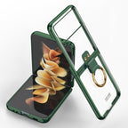 GKK Phantom Electroplating Phone Case with Ring, For Samsung Galaxy Z Flip3 5G For Samsung Galaxy Z Flip3 5G Dark Green