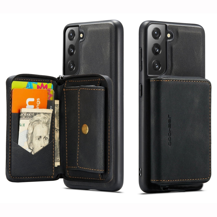 JEEHOOD Magnetic Zipper Horizontal Flip Phone Leather Case, For Samsung Galaxy S22 5G, For Samsung Galaxy S22+ 5G For Samsung Galaxy S22 5G Black