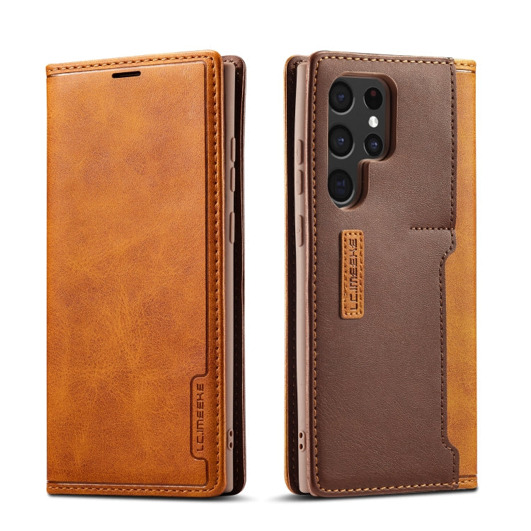 LC.IMEEKE LC-001 Series PU + TPU Color Matching Frosted Leather Phone Case, For Samsung Galaxy S22 Ultra 5G For Samsung Galaxy S22 Ultra 5G Yellow