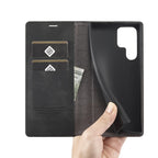 LC.IMEEKE Soft PU + TPU Magnetic Skin-friendly Feeling Leather Phone Case – Magnetic, Card Slot, Leather, For Samsung Galaxy S22 Ultra, For Samsung Galaxy S22