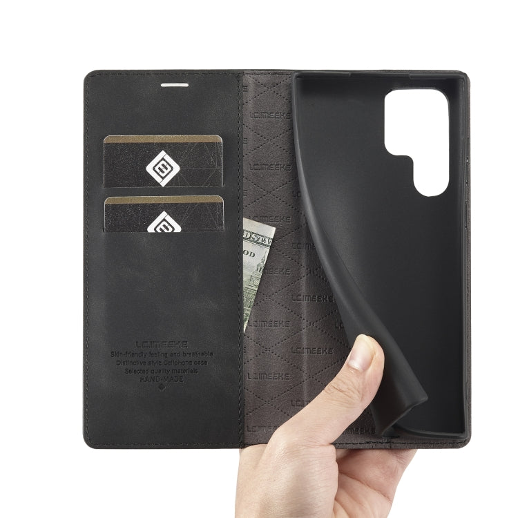 LC.IMEEKE Soft PU + TPU Magnetic Skin-friendly Feeling Leather Phone Case – Magnetic, Card Slot, Leather, For Samsung Galaxy S22 Ultra, For Samsung Galaxy S22