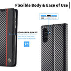 LC.IMEEKE Carbon Fiber Horizontal Flip Leather Phone Case, For Samsung Galaxy A13 5G, For Samsung Galaxy S22 Ultra 5G