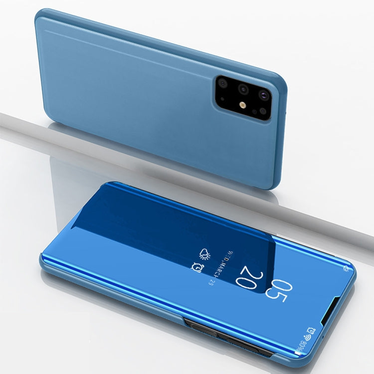 Plated Mirror Horizontal Flip Leather Case with Holder, For Galaxy S20+, For Galaxy S20 Ultra, For Galaxy S20 For Galaxy S20+ Blue