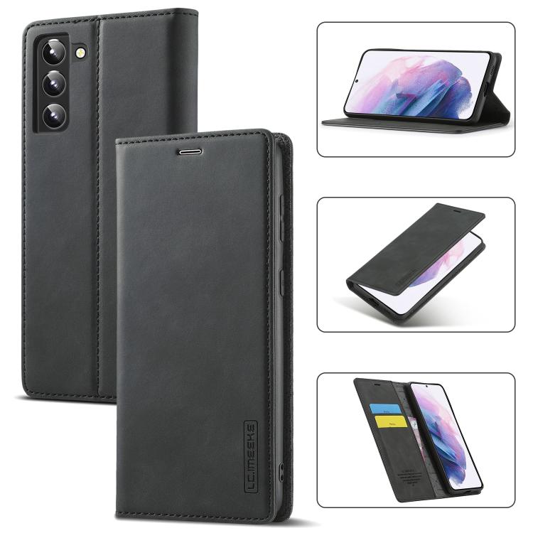 LC.IMEEKE Soft PU + TPU Magnetic Skin-friendly Feeling Leather Phone Case, For Samsung Galaxy S22+ 5G For Samsung Galaxy S22+ 5G Black