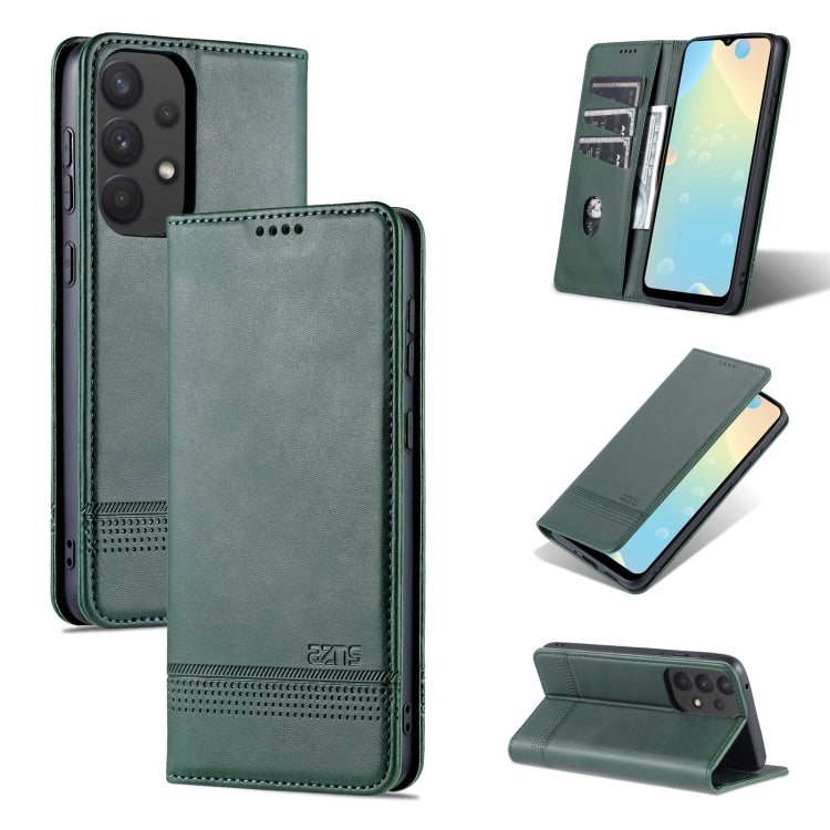 AZNS Magnetic Calf Texture Horizontal Flip Leather Phone Case, For Samsung Galaxy A33 5G, For Samsung Galaxy S22, For Samsung Galaxy S22+ For Samsung Galaxy A33 5G Dark Green