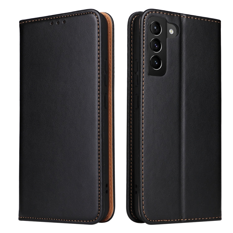 Fierre Shann PU Genuine Leather Texture Leather Phone Case, For Samsung Galaxy S22 5G, For Samsung Galaxy S22+ 5G, For Samsung Galaxy S22 Ultra 5G For Samsung Galaxy S22 5G Black