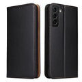 Fierre Shann PU Genuine Leather Texture Leather Phone Case, For Samsung Galaxy S22 5G, For Samsung Galaxy S22+ 5G, For Samsung Galaxy S22 Ultra 5G For Samsung Galaxy S22 5G Black