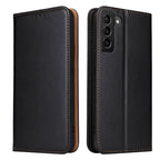 Fierre Shann PU Genuine Leather Texture Leather Phone Case, For Samsung Galaxy S22 5G, For Samsung Galaxy S22+ 5G, For Samsung Galaxy S22 Ultra 5G For Samsung Galaxy S22 5G Black