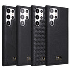 Fierre Shann Leather Texture Phone Back Cover Case, For Samsung Galaxy S22 Ultra 5G