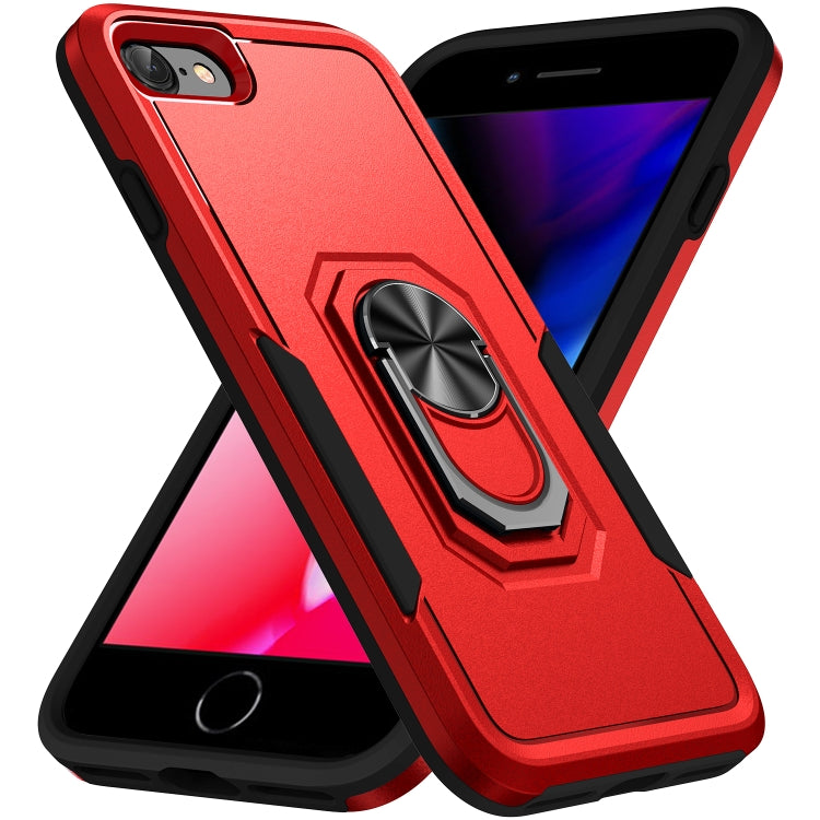 Armor Heavy Duty PC + TPU Holder Phone Case, For iPhone SE 2022 / SE... For iPhone SE 2022 SE 2020 8 7 Red Black