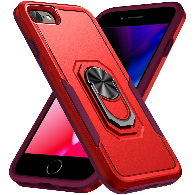 Armor Heavy Duty PC + TPU Holder Phone Case, For iPhone SE 2022 / SE... For iPhone SE 2022 SE 2020 8 7 Red