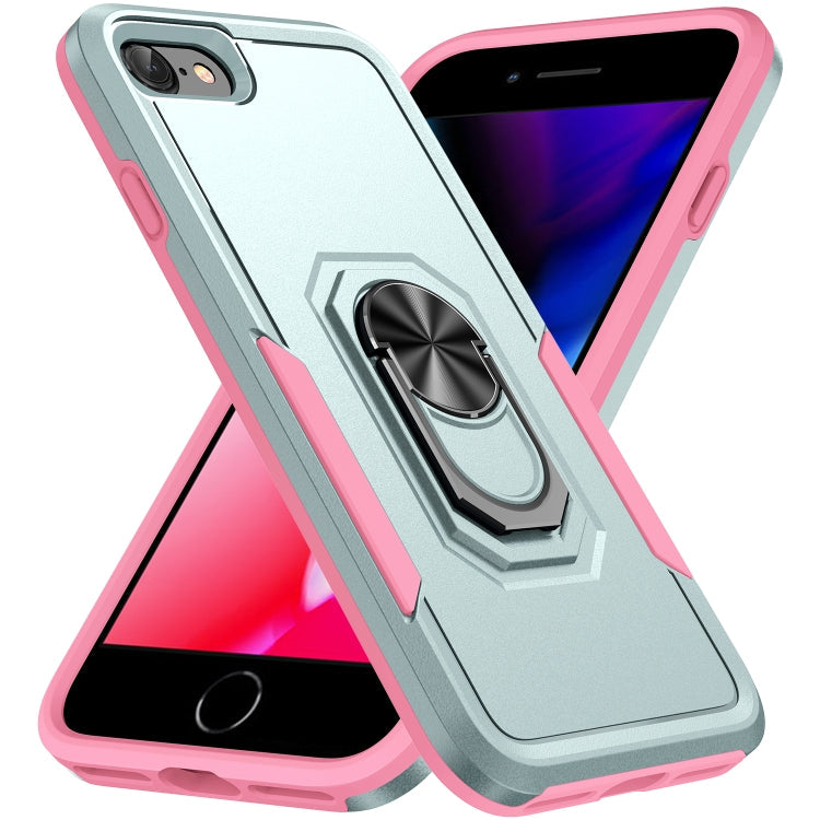 Armor Heavy Duty PC + TPU Holder Phone Case, For iPhone SE 2022 / SE... For iPhone SE 2022 SE 2020 8 7 Green Pink