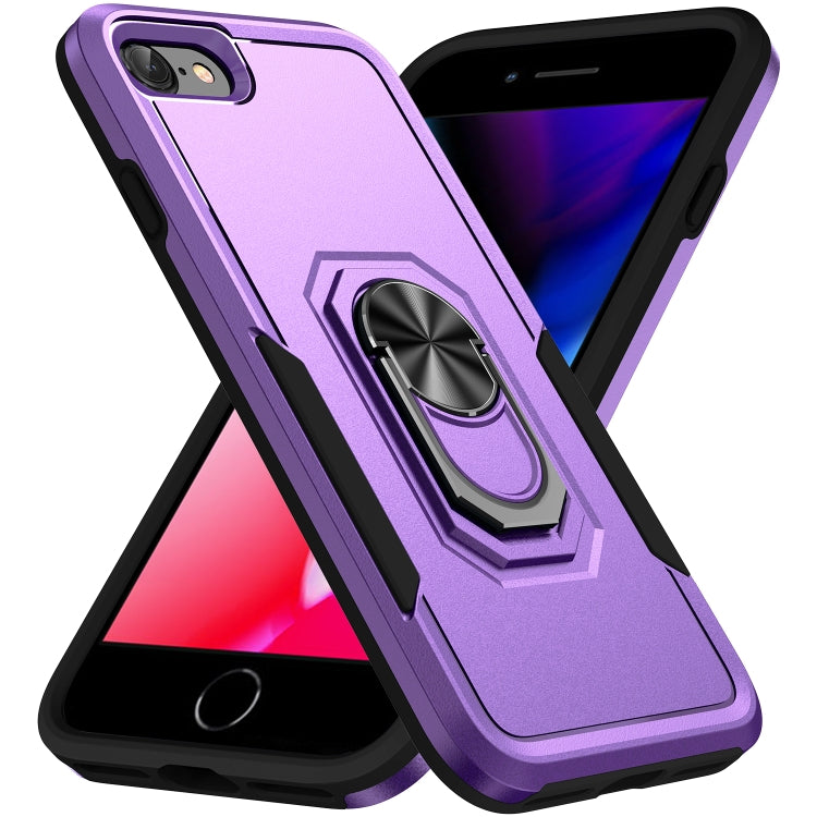 Armor Heavy Duty PC + TPU Holder Phone Case, For iPhone SE 2022 / SE... For iPhone SE 2022 SE 2020 8 7 Purple Black