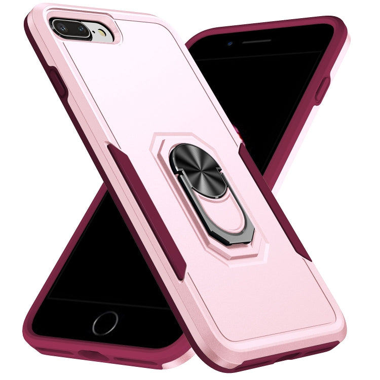 Armor Heavy Duty PC + TPU Holder Phone Case, For iPhone SE 2022 / SE... For iPhone 8 Plus 7 Plus Pink