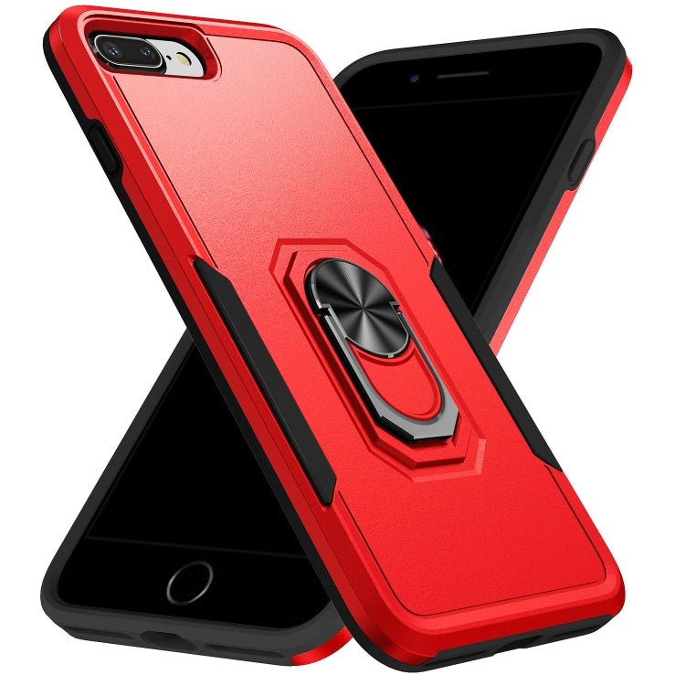 Armor Heavy Duty PC + TPU Holder Phone Case, For iPhone SE 2022 / SE... For iPhone 8 Plus 7 Plus Red Black