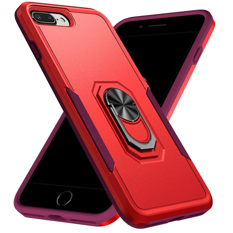 Armor Heavy Duty PC + TPU Holder Phone Case, For iPhone SE 2022 / SE... For iPhone 8 Plus 7 Plus Red