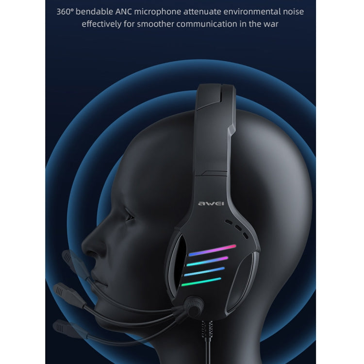 awei GM-5 USB + 3.5mm Ambient Light Gaming Wired Headset with Microphone, GM-5 – TPU