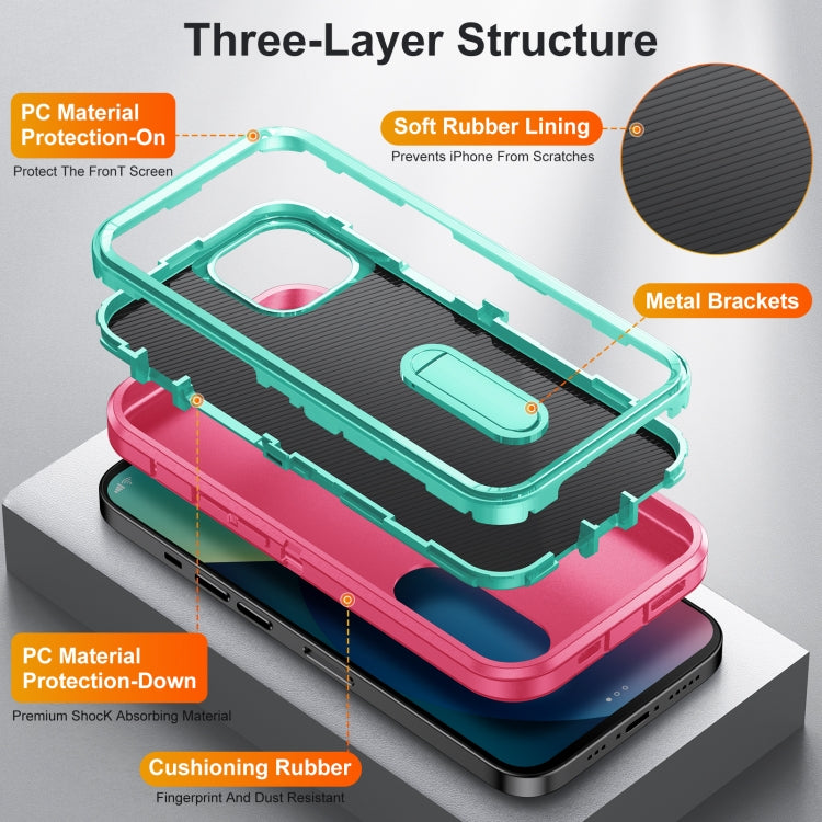 3 in 1 Rugged Holder Phone Case, For iPhone 13, For iPhone 13 Pro