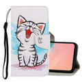3D Colored Drawing Horizontal Flip PU Leather Case with Holder & Card Slots & Wallet, For Galaxy A51 For Galaxy A51 Red Mouth Cat