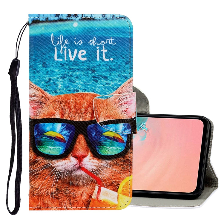 3D Colored Drawing Horizontal Flip PU Leather Case with Holder & Card Slots & Wallet, For Galaxy S20 For Galaxy S20 Underwater Cat