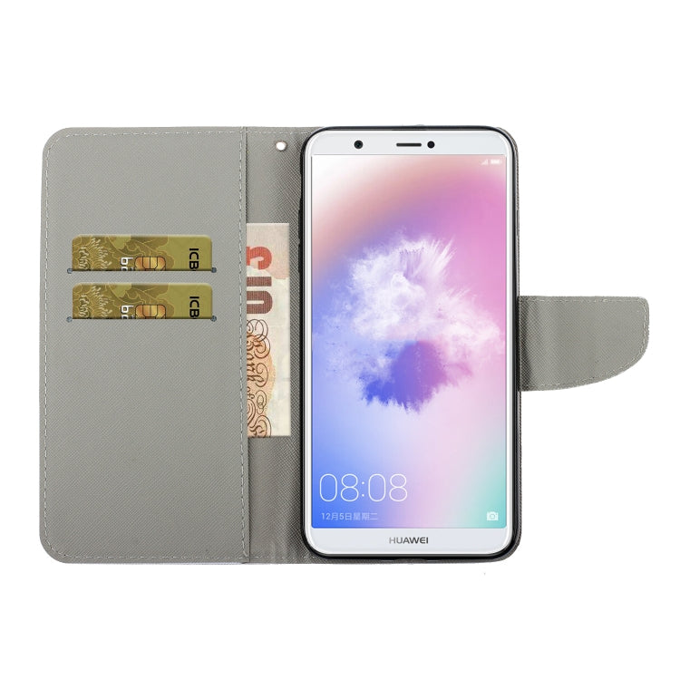 3D Colored Drawing Horizontal Flip PU Leather Case with Holder & Card Slots & Wallet – Card Slot, Flip, Leather, For Huawei Enjoy 7S