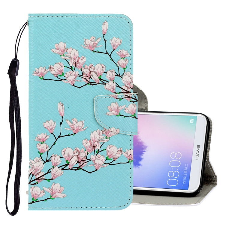 3D Colored Drawing Horizontal Flip PU Leather Case with Holder & Card Slots & Wallet – Card Slot, Flip, Leather, For Huawei Enjoy 7S For Huawei Enjoy 7S Magnolia