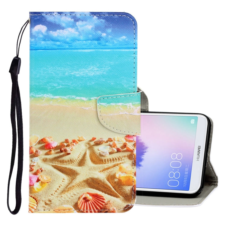 3D Colored Drawing Horizontal Flip PU Leather Case with Holder & Card Slots & Wallet – Card Slot, Flip, Leather, For Huawei Enjoy 7S For Huawei Enjoy 7S Pentagram