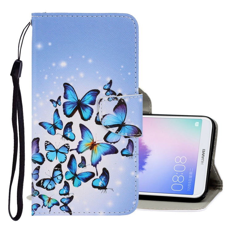 3D Colored Drawing Horizontal Flip PU Leather Case with Holder & Card Slots & Wallet – Card Slot, Flip, Leather, For Huawei Enjoy 7S For Huawei Enjoy 7S Multiple Butterflies