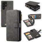 CaseMe-007 Detachable Multifunctional Leather Phone Case, For Samsung Galaxy S22 Ultra 5G For Samsung Galaxy S22 Ultra 5G Black