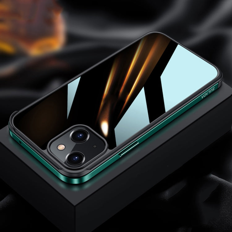 Metal Frame + Nano Glass + TPU Phone Case, For iPhone 13 mini, For... For iPhone 13 mini Dark Night Green