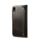 Denior Oil Wax Cowhide Magnetic Button Horizontal Flip Leather Case with Card Slots & Wallet, For iPhone XR, For Galaxy S8 Plus, For iPhone XS Max, For Galaxy S9, For Galaxy S9 Plus, For Galaxy Note 8