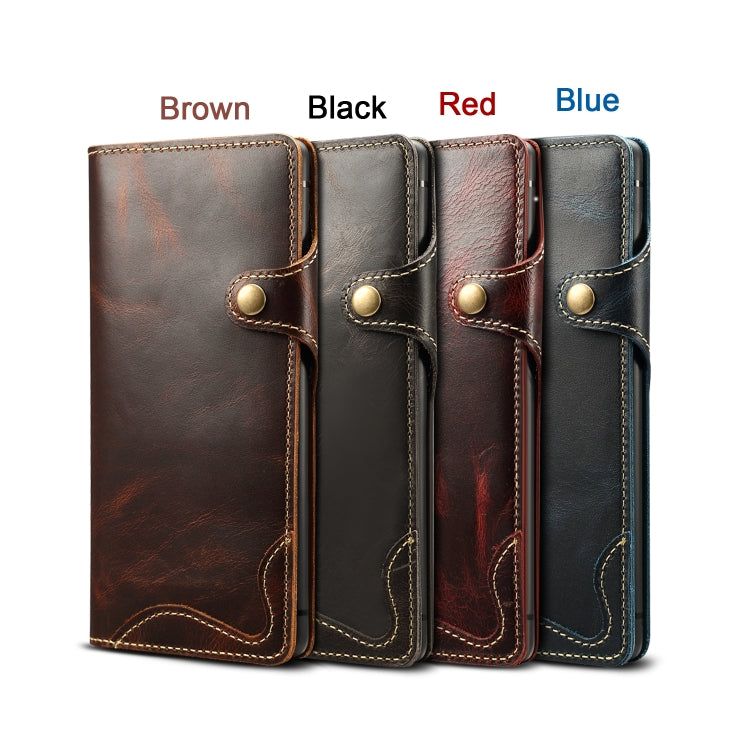 Denior Oil Wax Cowhide Magnetic Button Horizontal Flip Leather Case with Card Slots & Wallet, For Galaxy Note9, For Huawei Mate 20, For Galaxy S10, For Galaxy S10e, For Galaxy S10 Plus, For Galaxy Note 10