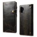 Denior Oil Wax Cowhide Magnetic Button Horizontal Flip Leather Case with Card Slots & Wallet, For Galaxy Note 10 Plus, For iPhone 11, For iPhone 11 Pro, For iPhone 11 Pro Max For Galaxy Note 10 Plus Black